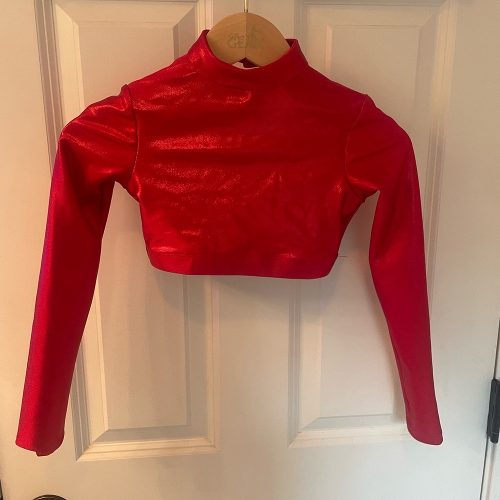 Red Shimmer Dance Crop Top